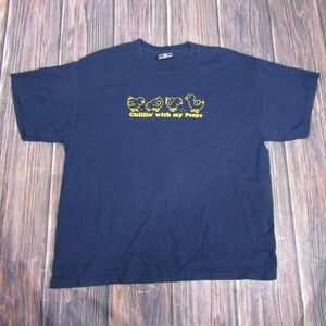 Chillin With My Peeps Shirt Mens XL Navy Blue Graphic Funny Tee Steve Barrys